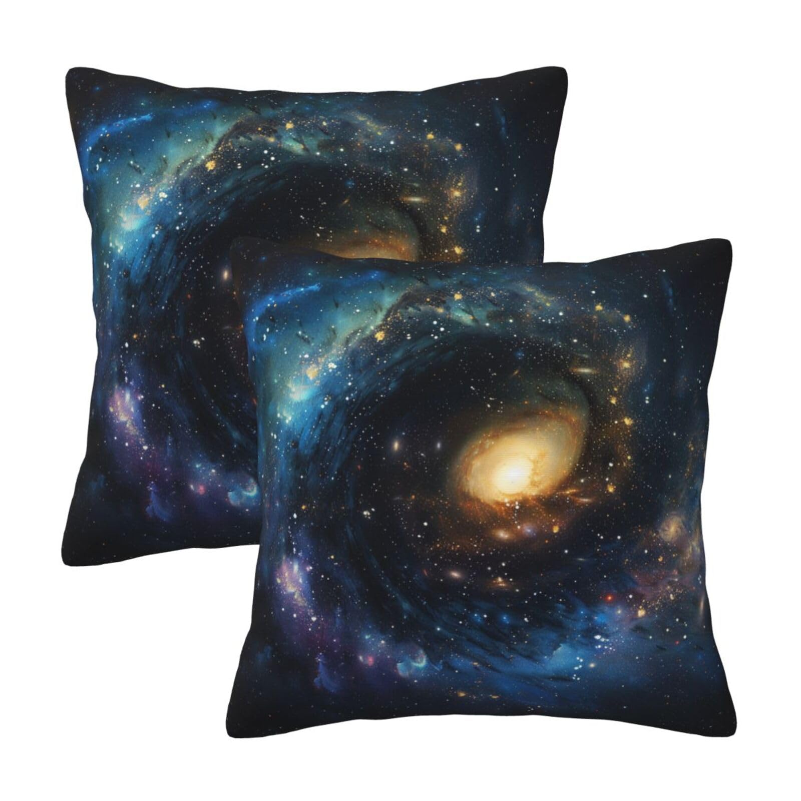 kkvhhyuo Galaxy Print Pillow Covers Set of 2, Square Decorative Cushion Covers with Hidden Zipper, Throw Pillow Cases for Living Room Sofa Bed Chair, 50x50 cm