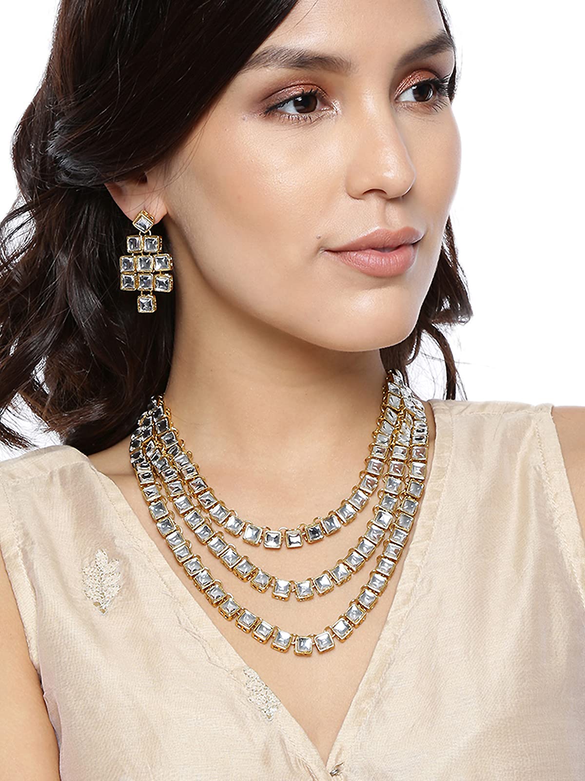 Women's Toned Layer Traditional Necklace Set