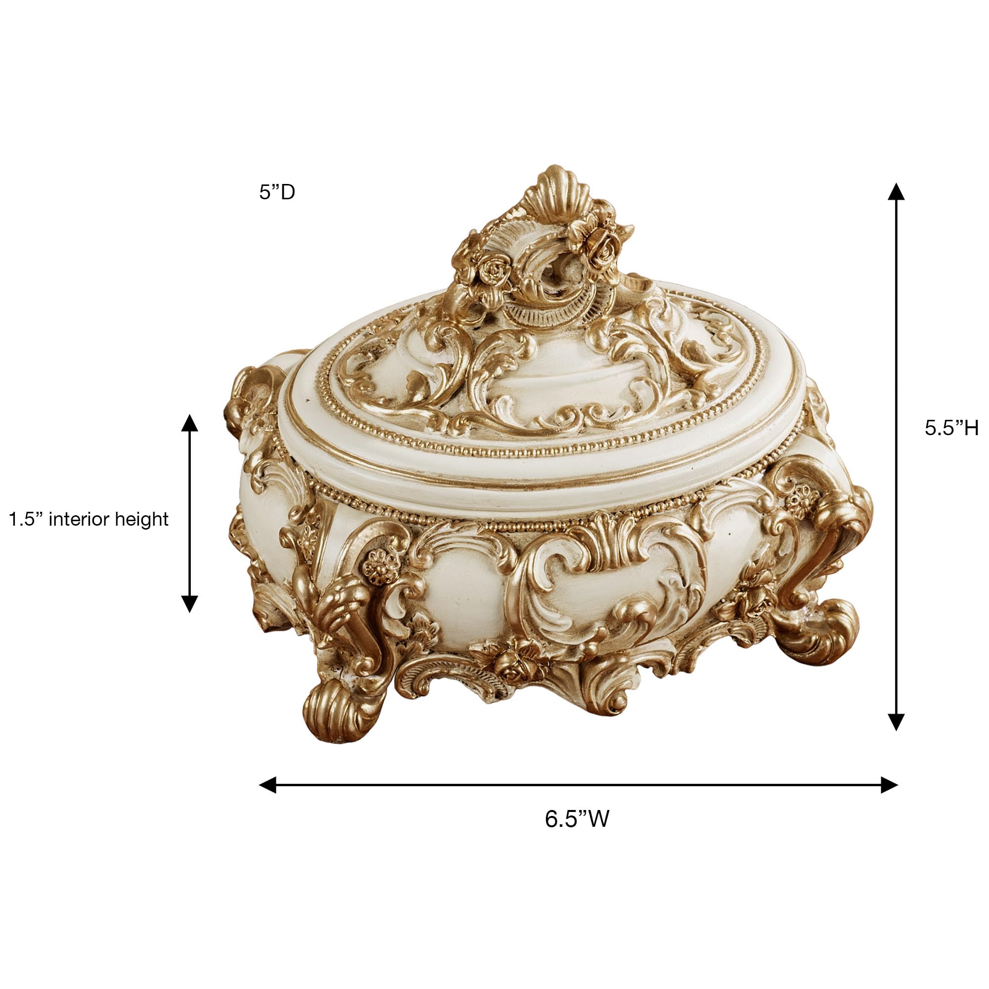 Amazon.com: Touch of Class Oliviana Covered Box - Resin - Ivory