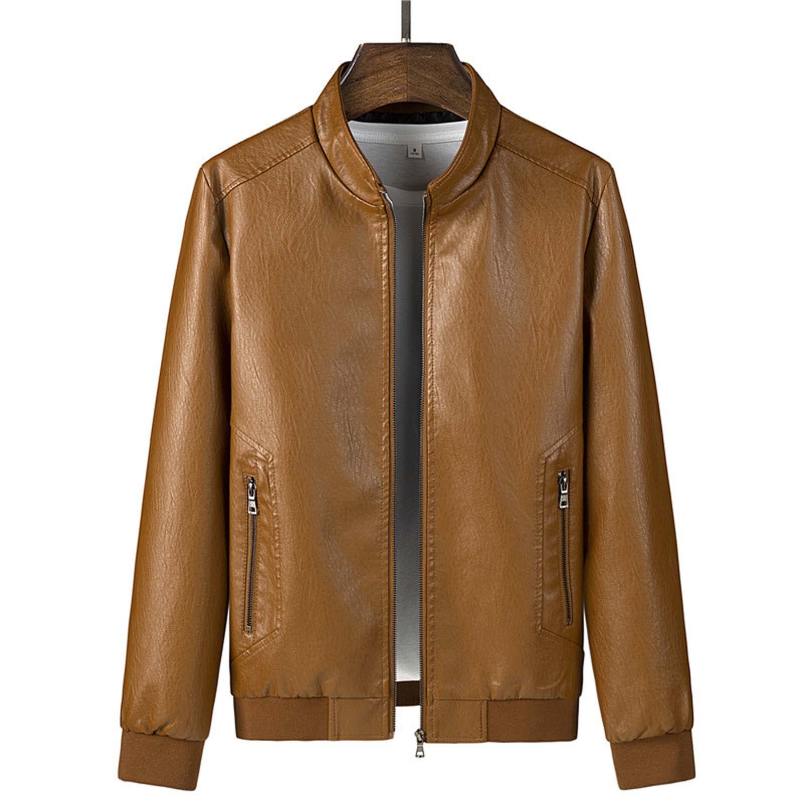 Sunanglesunangle Mens Leather Jacket Spring Autumn Slim Fit Pu