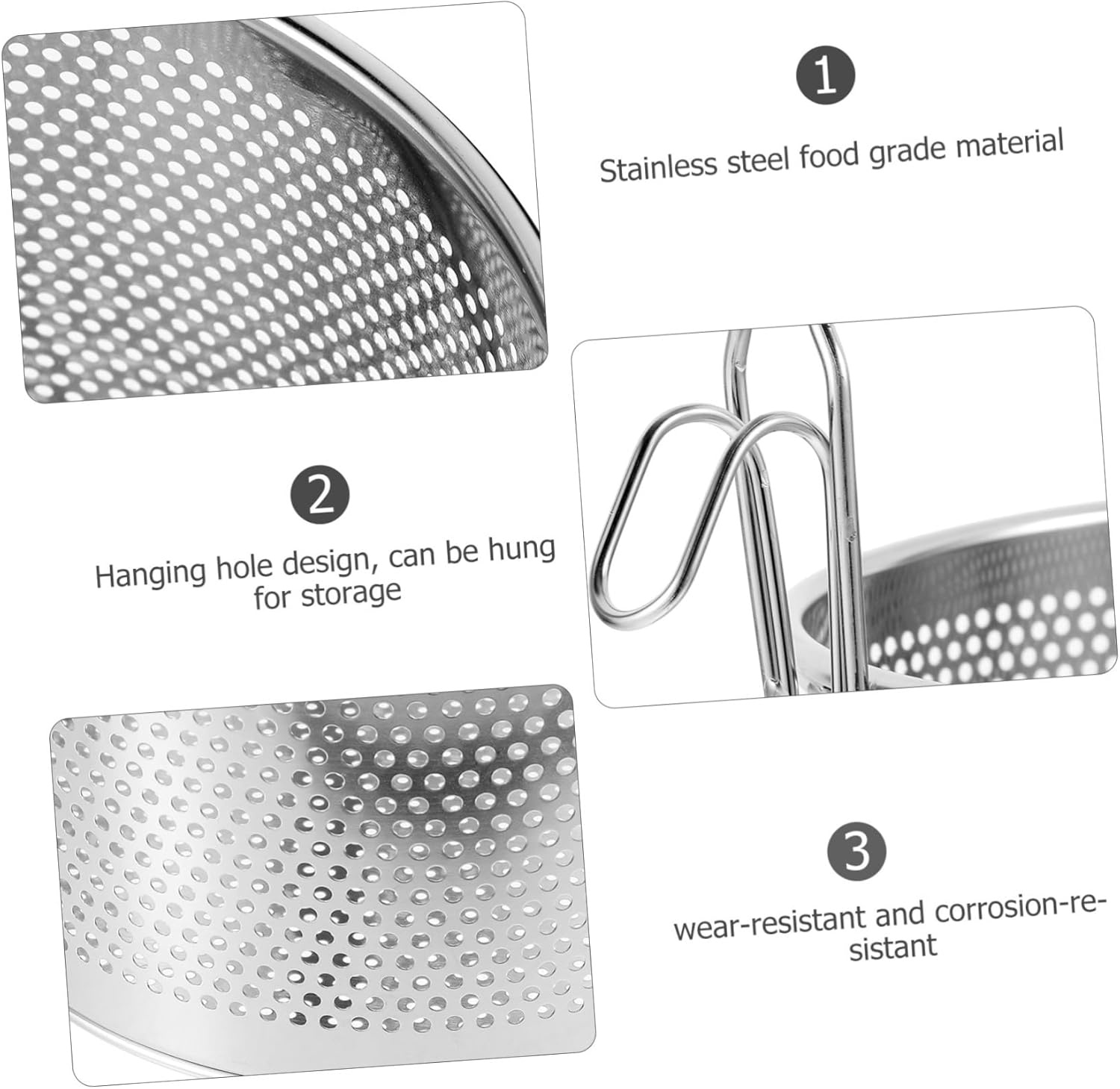 Alipis 1pc Stainless Steel Strainer Spoon Wood Handle Noodle Filter for Cooking Frying Serving Kitchen Utensil for Pasta Dumplings and Fried Foods Random Style