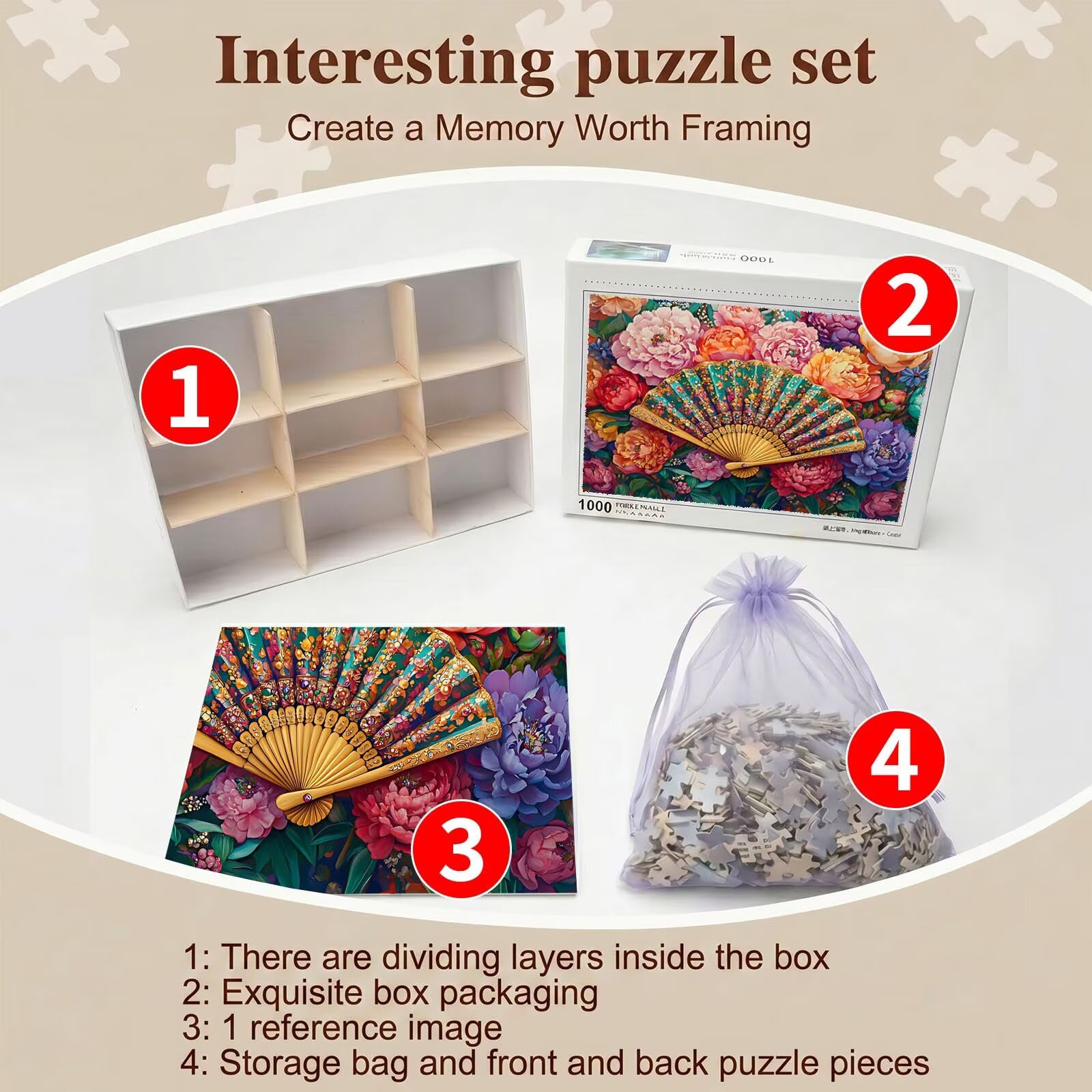 flor admirador-2 Puzzle de 1000 Piezas, Juego de Mesa Familiar de Madera - Rompecabezas Adultos para Toda La Familia,Rompecabezas Educativo DIY y Antiestrés - Con mapa de referencia, 75 x 50 cm f0-363
