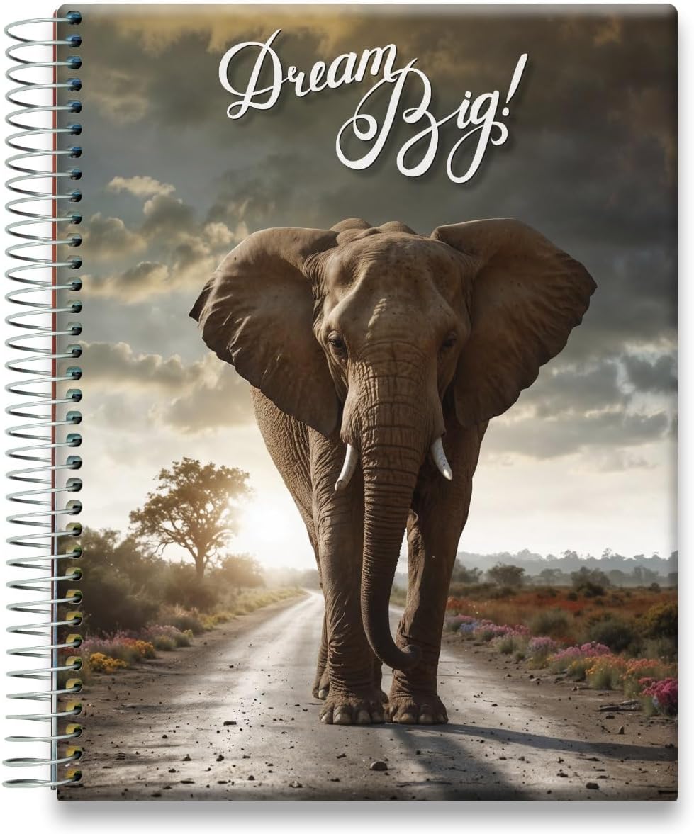 Tools4Wisdom Planner 2026-2027 - Dated April 2026-2027 June - Weekly Monthly Daily Academic Year Calendar with Stickers, Tabs, Pocket & Thick Paper - Spiral Bound 8.5x11 Hardcover - A6J7 - Inspirational Elephant