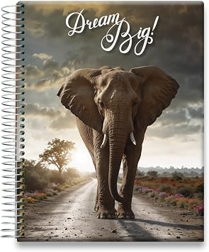 Planner 2026-2027 - Daily Weekly and Monthly Calendar with Stickers, Tabs, Pocket & Thick Paper - 15 Month Academic Year - Spiral Bound 8.5x11 Hardcover - A6J7 - Inspirational Elephant