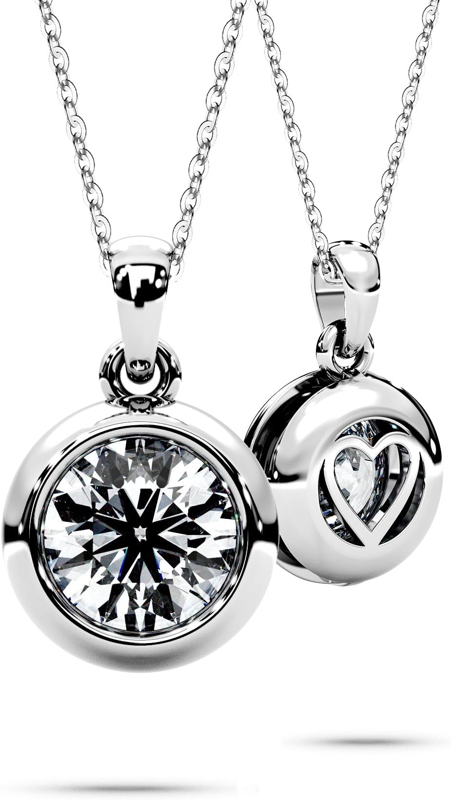 SIGALITMoissanite Necklace for Women Solitaire Bezel Pendant Sterling Silver Lab Created Gem Jewelry for Her Gift for Mothers Day Wedding Anniversary Birthday to My Wife Daughter Mom Grandma Girlfriend
