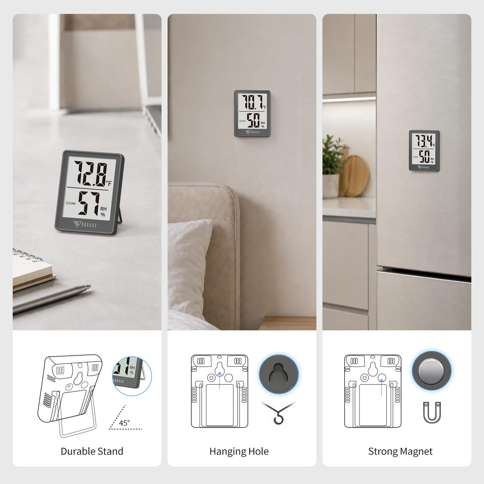 DOQAUS Termometro da interno [3 pezzi] Mini igrometro digitale termometro per ambienti misuratore dell'umidità della temperatura preciso misuratore di monitoraggio dell'umidità della temperatura per