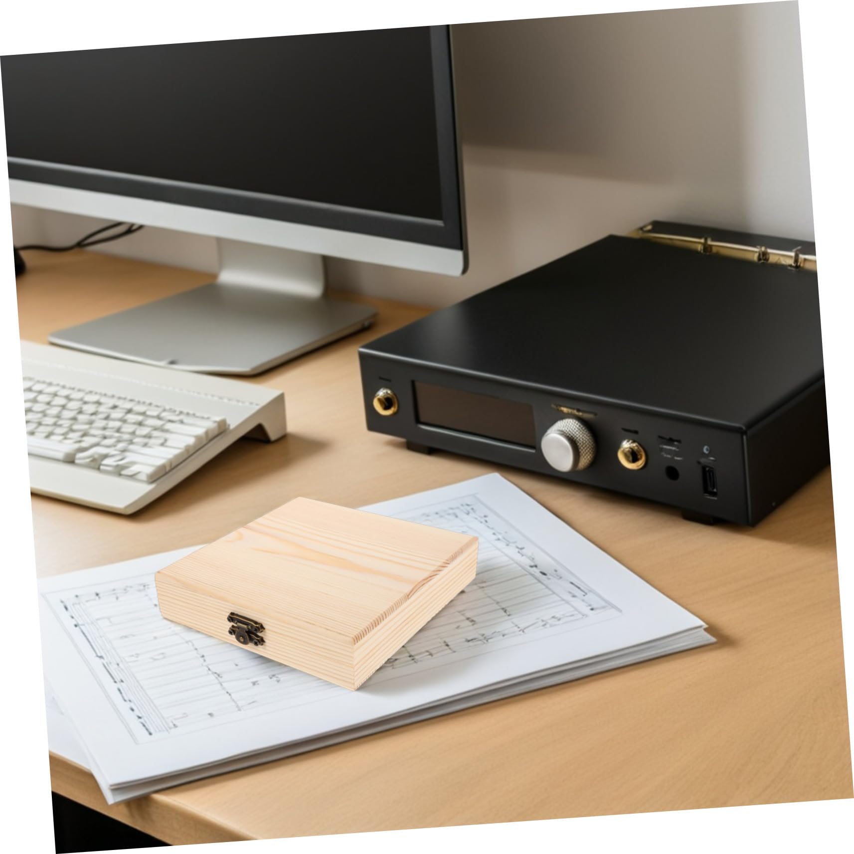 Cabilock Scatola Porta Cd in Legno Massello Quadrata 13,5x13,5x2,5 Cm Organizer Sottile Per Dvd Custodia Retrò Resistente Per Casa Ufficio Esposizione e Conservazione Multimediale