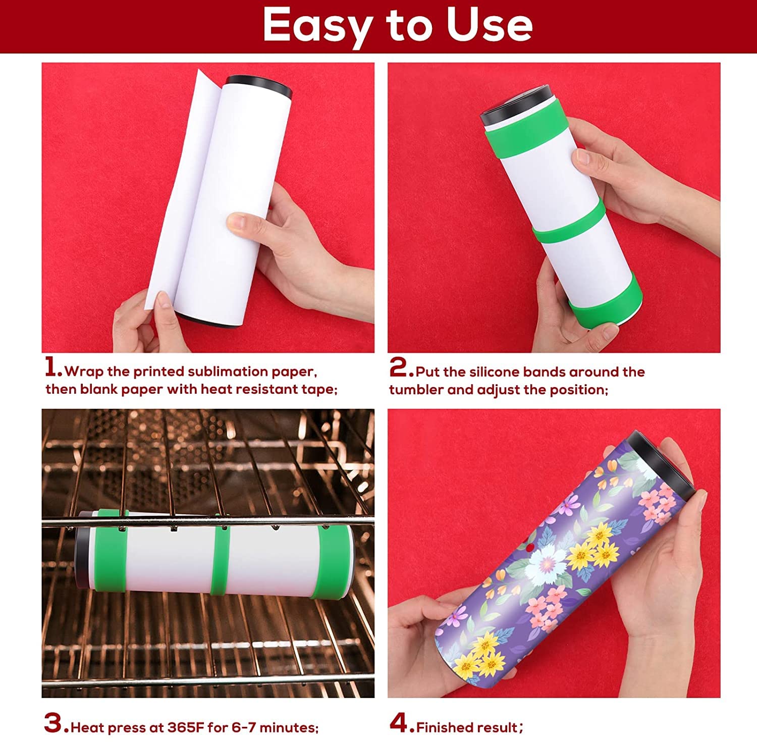 Bandes Silicone Pour Sublimation POFET - Lot De 9 - Résistant à 250°C - Avec Gants Et Ruban