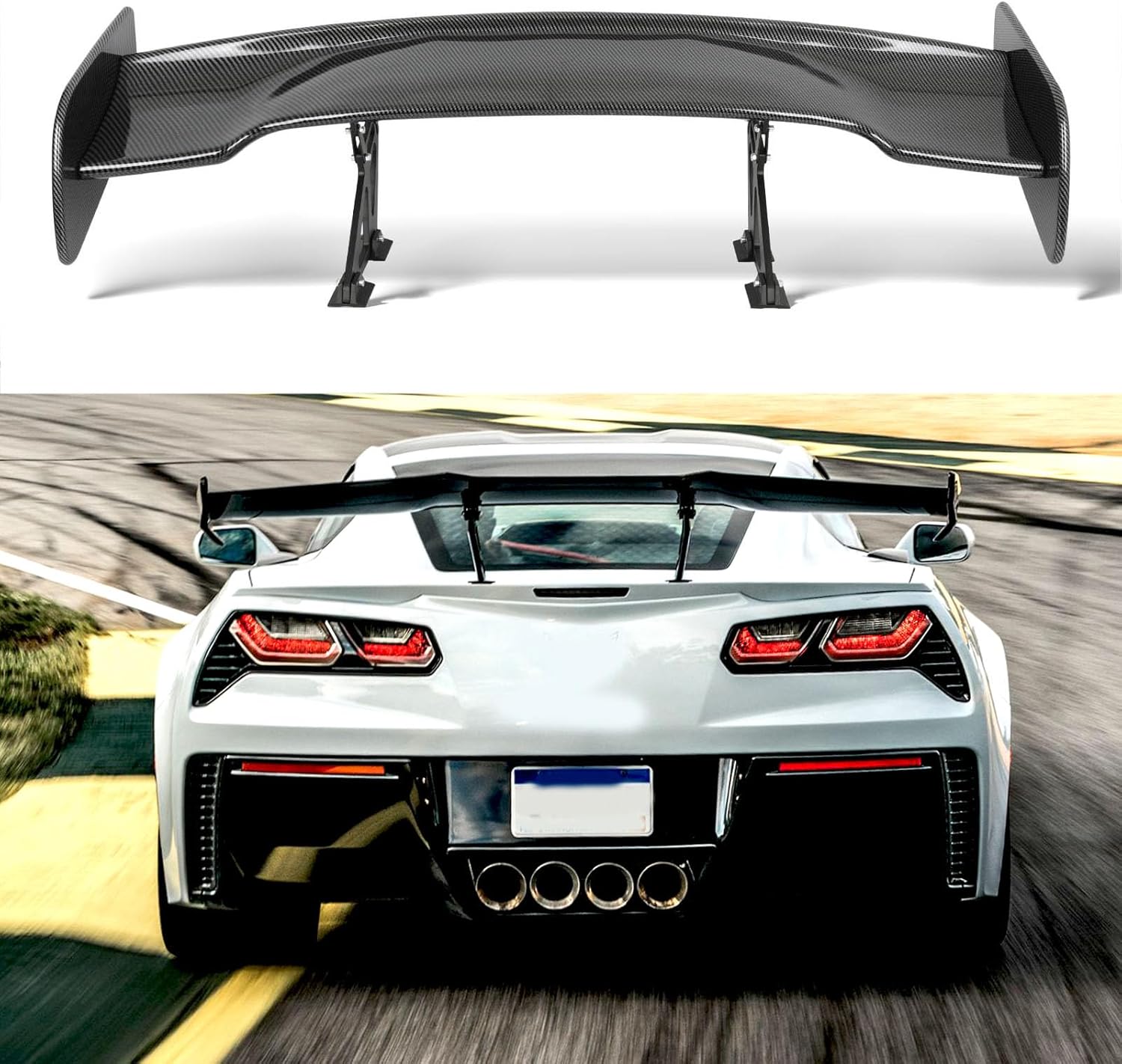 JMTBNO 57 Inch Rear Spoiler GT Style Carbon Fiber,Universal Car Rear Trunk Spoiler Wing Spoiler Compatible with Honda Civic Chevy Corvette Mustang Camaro Nissan Ford