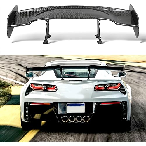 JMTBNO 57 Inch Rear Spoiler GT Style Carbon Fiber,Universal Car Rear Trunk Spoiler Wing Spoiler Compatible with Honda Civic Chevy Corvette Mustang Camaro Nissan Ford