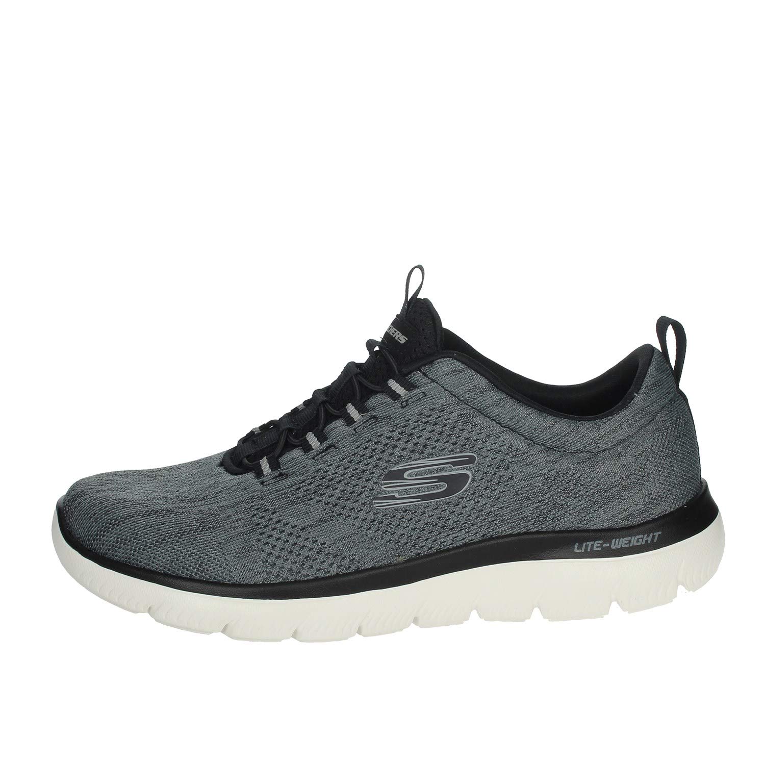 Skechers Men's Summits Louvin Trainers, Black Mesh/Pu/White Trim, 7.5 UK
