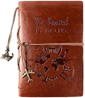 Reisetagebuch, Leder, nachfüllbar, A5, Vintage, Reisetagebuch, Abenteuertagebuch, Reisegeschenk für Damen und Herren