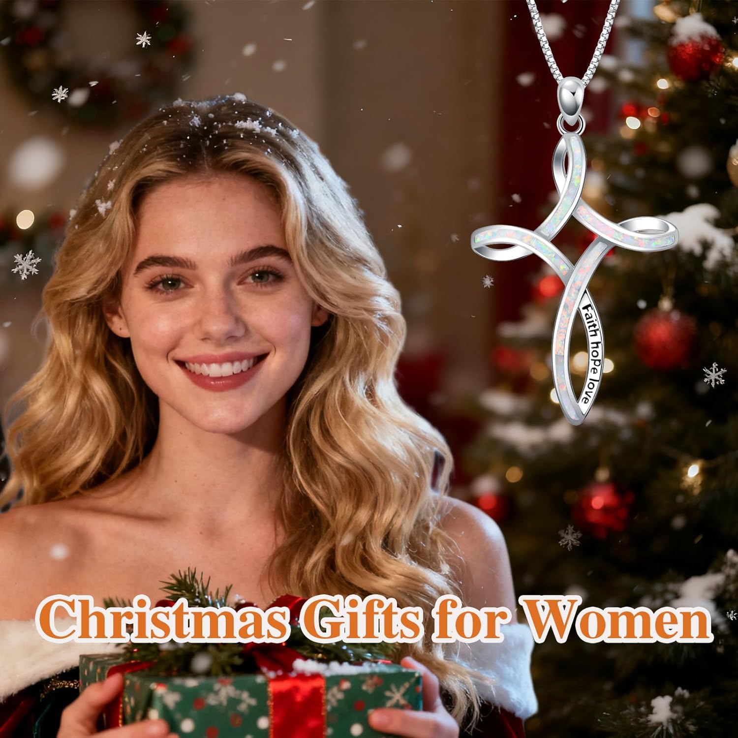 WINNICACA Opal Cross Necklace for Women, 925 Sterling Silver Cross Pendant Necklaces Celtic Knot Blue White Opal Jewelry Confirmation Gifts for Women Her Wife Mom Daughter Birthday Valentines Day Gift - Image 2