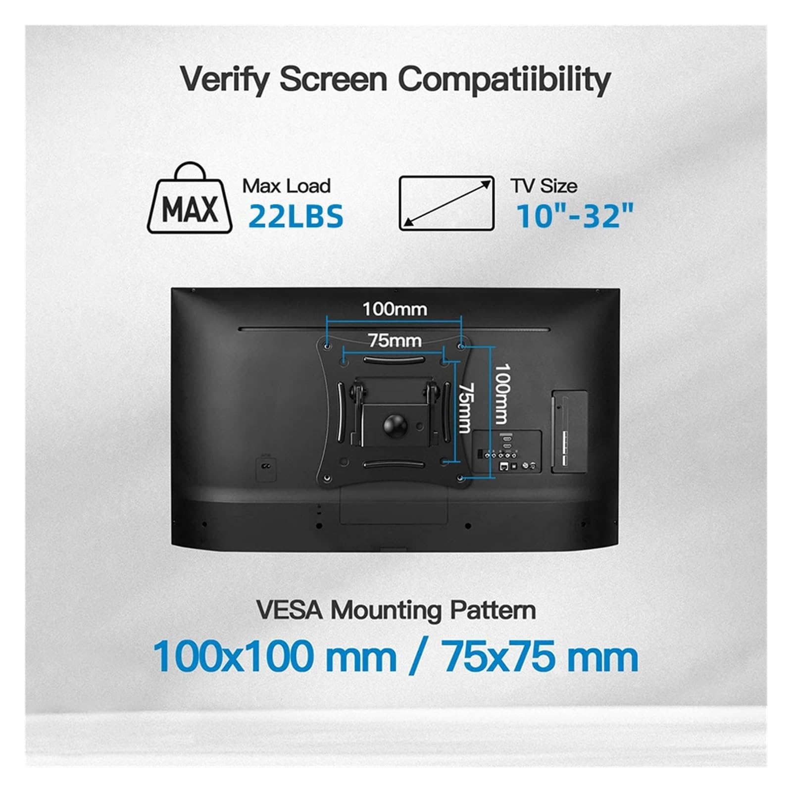 Soporte De Pared for TV De Esquina De Movimiento Completo, 10-32 Pulgadas, VESA 100x100 Mm