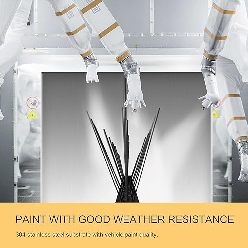 Miniatura 3 de OFFO Púas de pájaro negro premontadas para palomas y pájaros, cubre 10 pies de largo con acero inoxidable para valla de techo, buzón de ventana