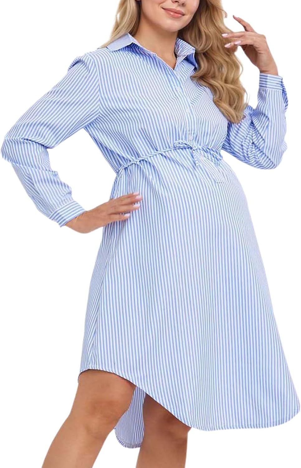Striped Maternity Dress Casual Summer Pregnancy Dress Bump Friendly Baby Shower Photoshoot Wedding Guest Nursing