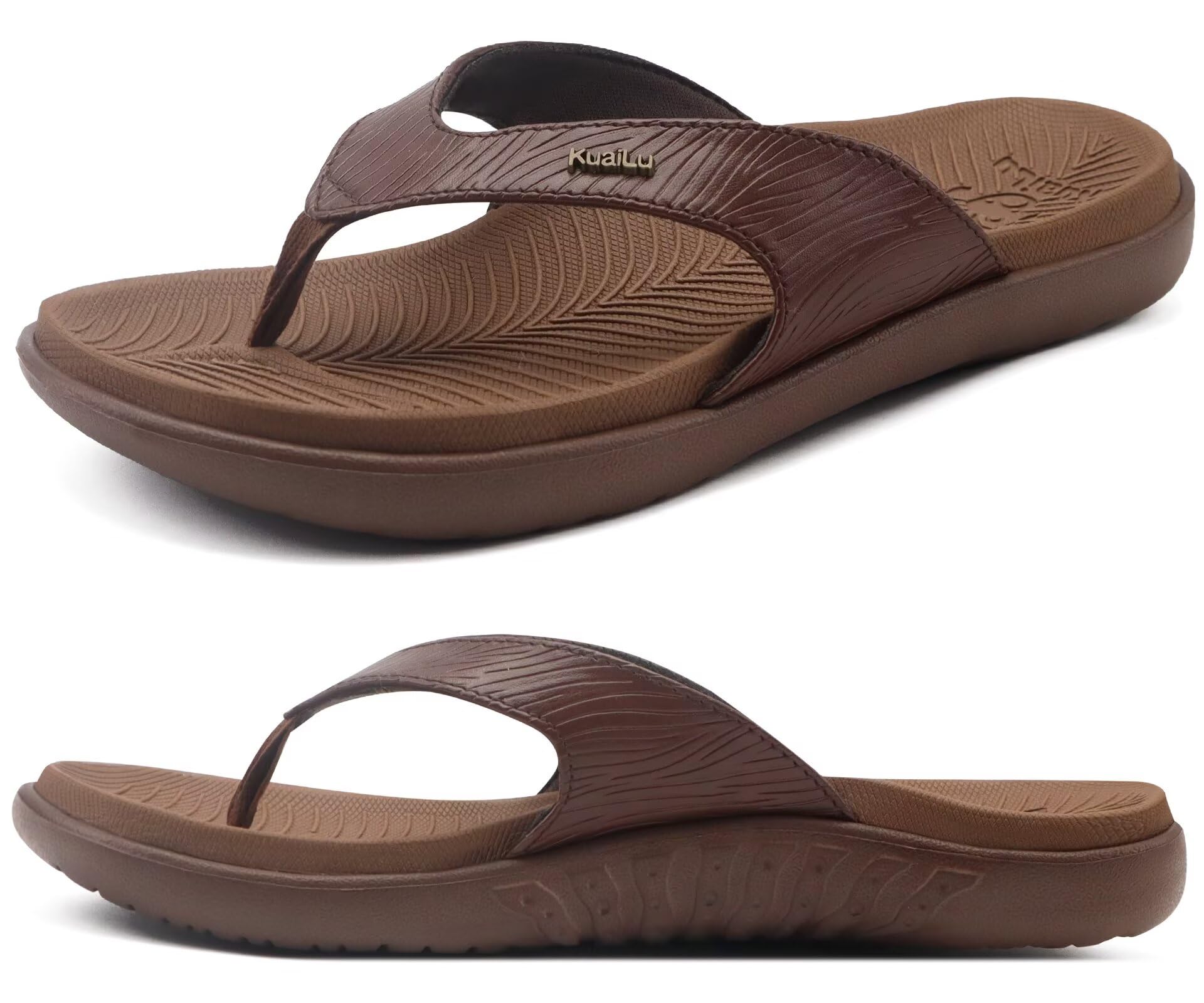 KuaiLu Flip Flops Damen Orthopädische Yoga Fußbett Sandalen Elegant Frauen Leichte Sommer Slip On Beach Zehentrenner EU36-42