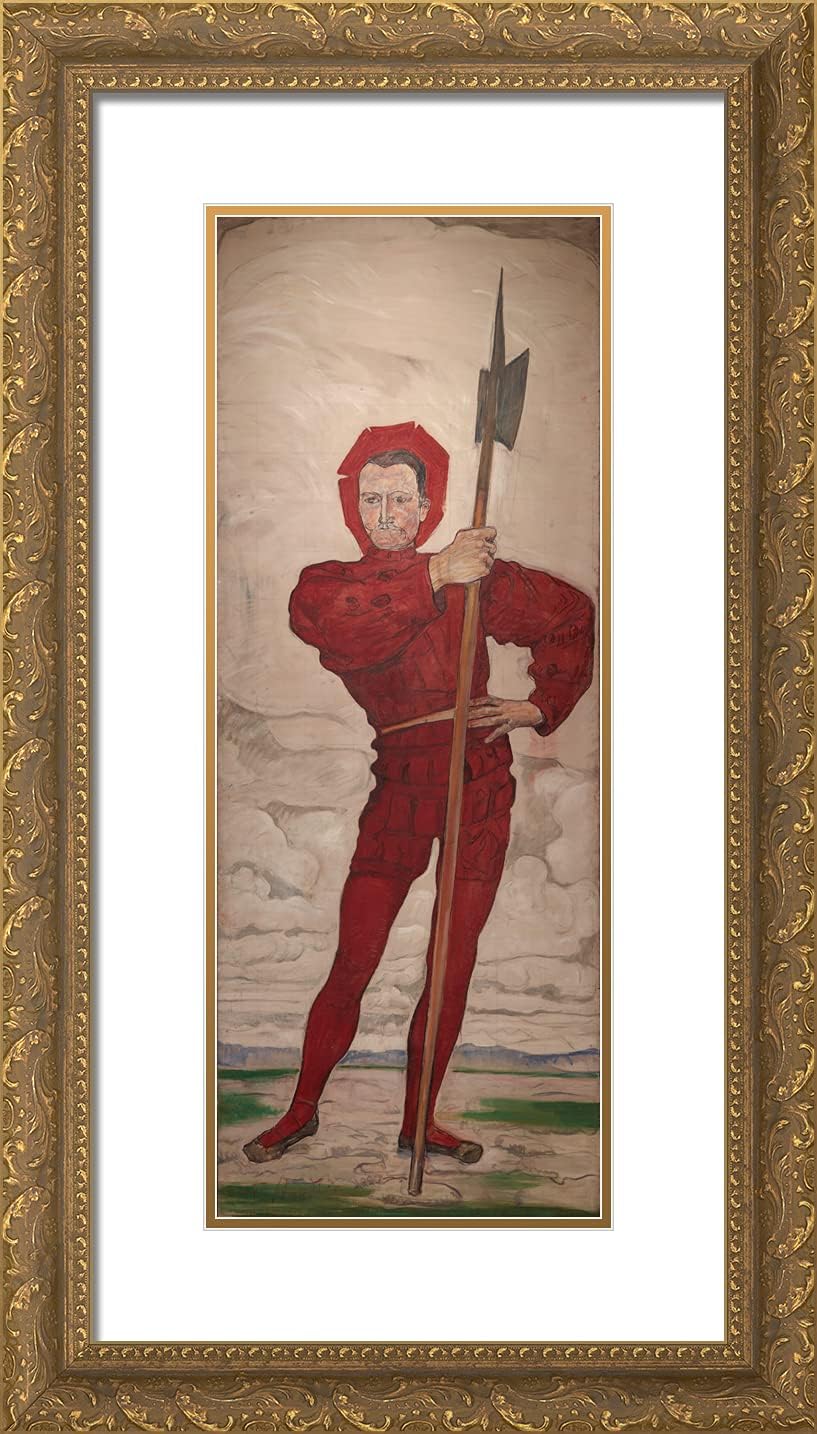 ArtDirect Hodler, Ferdinand 14x24 Black Modern Framed Art Print Titled: The Hellebardier