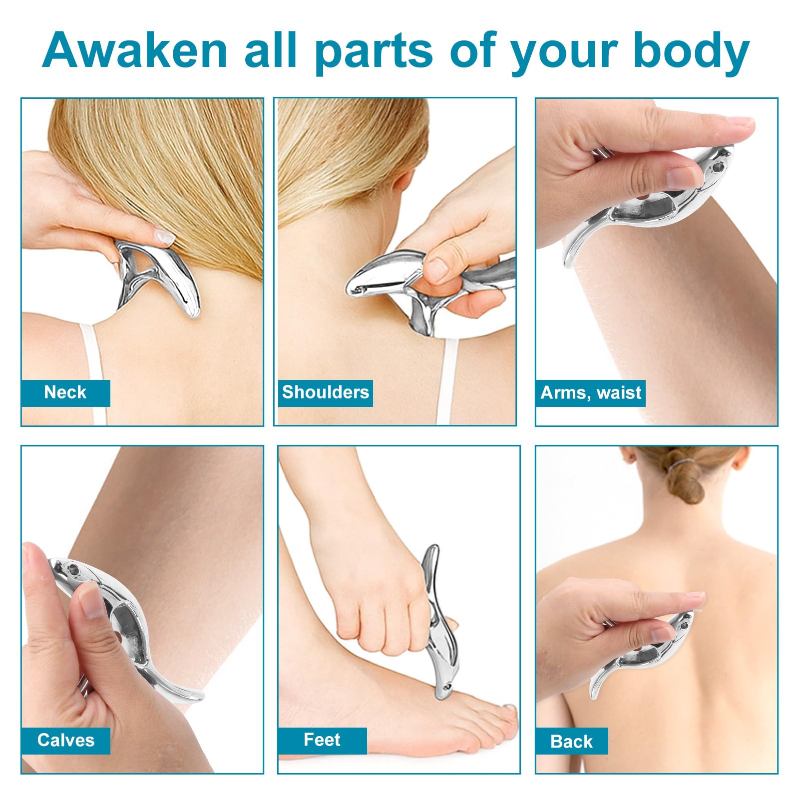 Gua Sha Punkt Narzędzie Masażu, Stop Cynku Skrobak Mięśniowy do Masażu Punktów Spustowych Głębokich Tkanek Ergonomiczna Konstrukcja Oszczędność Kciuka Masażer Akupresury dla Szyi Pleców Barków