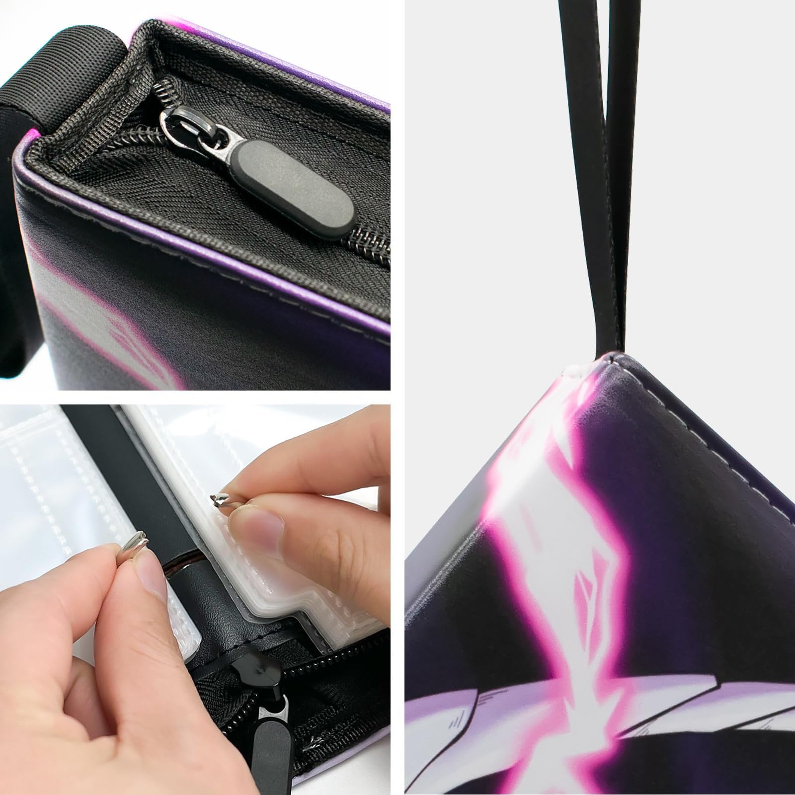 nicekool NICEKOOL® Binder for Pokemon Card Holder for Pokemon Trading Card Book Binder Holder, Card Album for Pokemon Folder Book 50 Pages 400 Cards Capacity, Black Purple