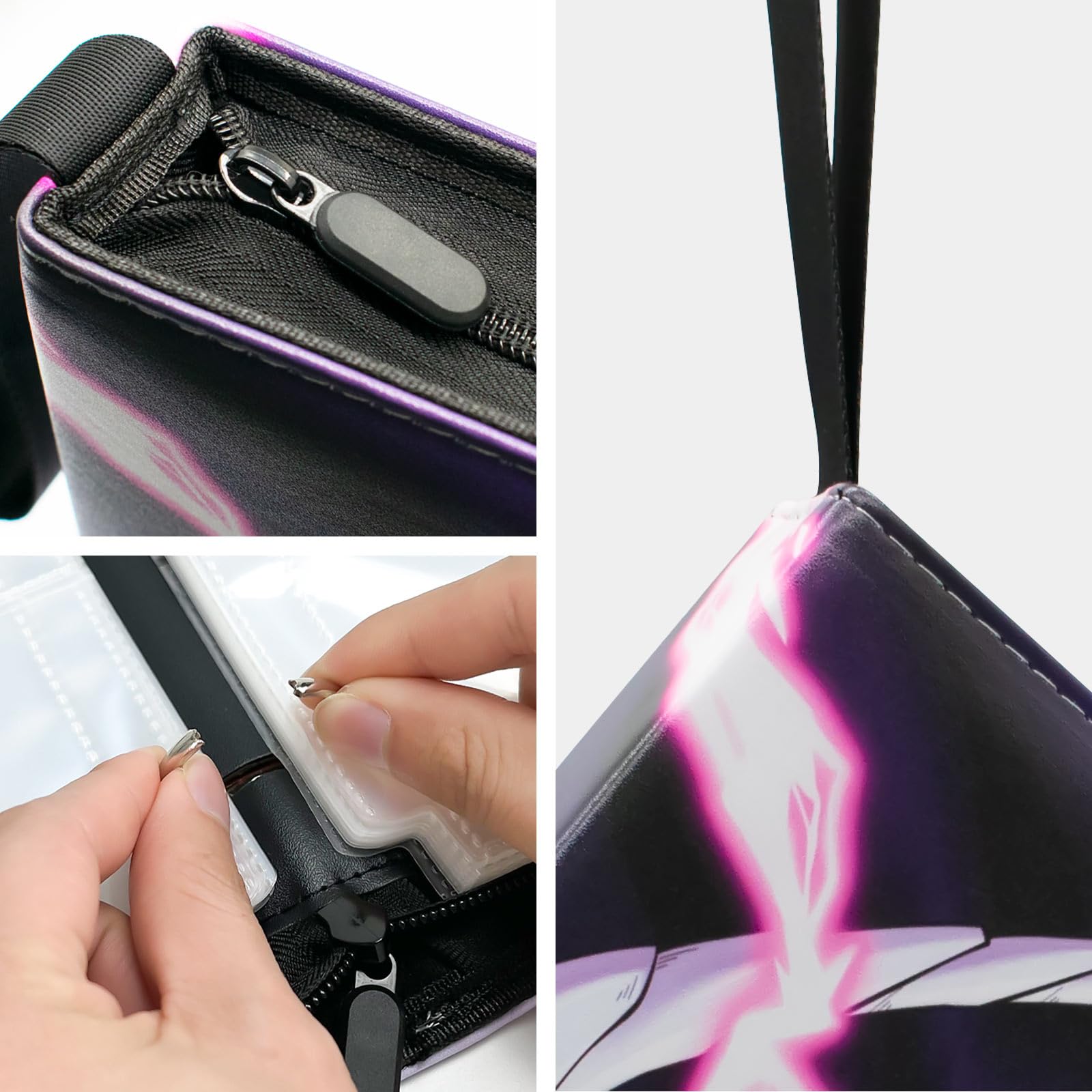 nicekool NICEKOOL® Binder for Pokemon Card Holder for Pokemon Trading Card Book Binder Holder, Card Album for Pokemon Folder Book 50 Pages 400 Cards Capacity, Black Purple