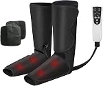 LINGTENG Air Compression Leg Massager with Foot Heat, Air Compression Leg Massager with Heat and Compression, Simulates Kneading and Stroking of Tissues by Using an Inflatable Garment, Gifts (Black)