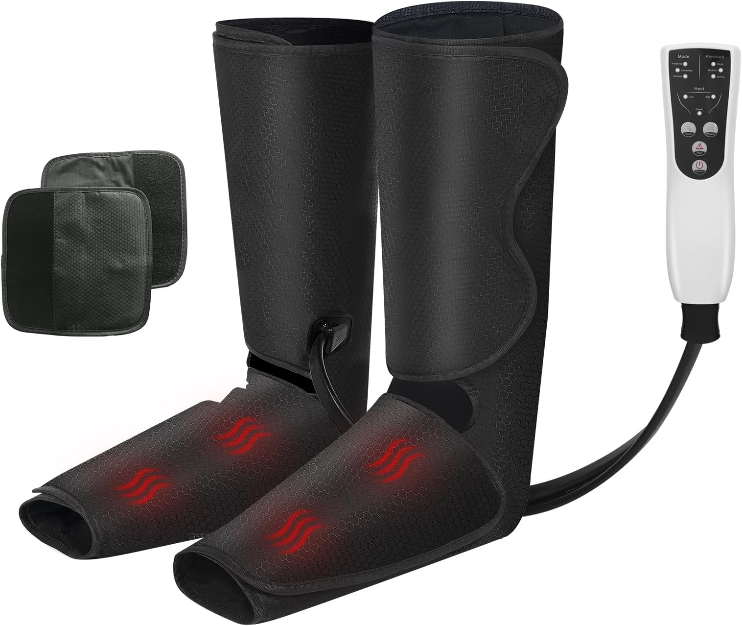 Air Compression Leg Massager with Heat, Leg Massager Simulates Kneading and Stroking of Tissues by Using an Inflatable Garment, Gifts for Women Men (Black)