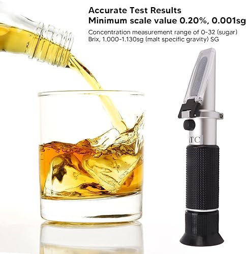 Miniatura 3 de TOPINCN Refractómetro de mano Alcohol 1.000 Resultados Rápidos Probador Medidor Cerveza Brix Mango para Refractómetros de Aluminio