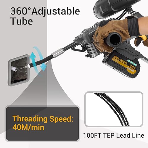 Miniatura 6 de Rock&Rocker Cinta de pescado inalámbrica herramienta profesional de roscado de alambre, motor sin escobillas de 20 V 4.0 AH, línea de plomo TEP de