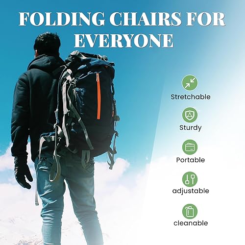 Miniatura 6 de Paquete de 2 taburetes plegables XXL mejorados de 19.7 pulgadas, altura de 1000 libras, peso máximo, asiento telescópico portátil con cojín y bolsa