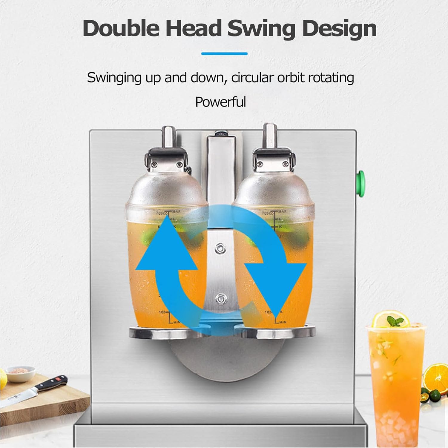 Automatyczna maszyna do shake;ów z mlekiem i herbatą, elektryczny shaker z podwójną ramą o mocy 120 W, do mieszania koktajli, soku, kawy, mleka i wina w 360°, sprzęt