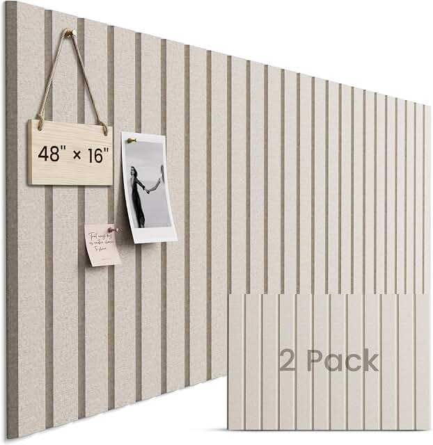 Oatmeal felt bulletin board tiles in a two-pack