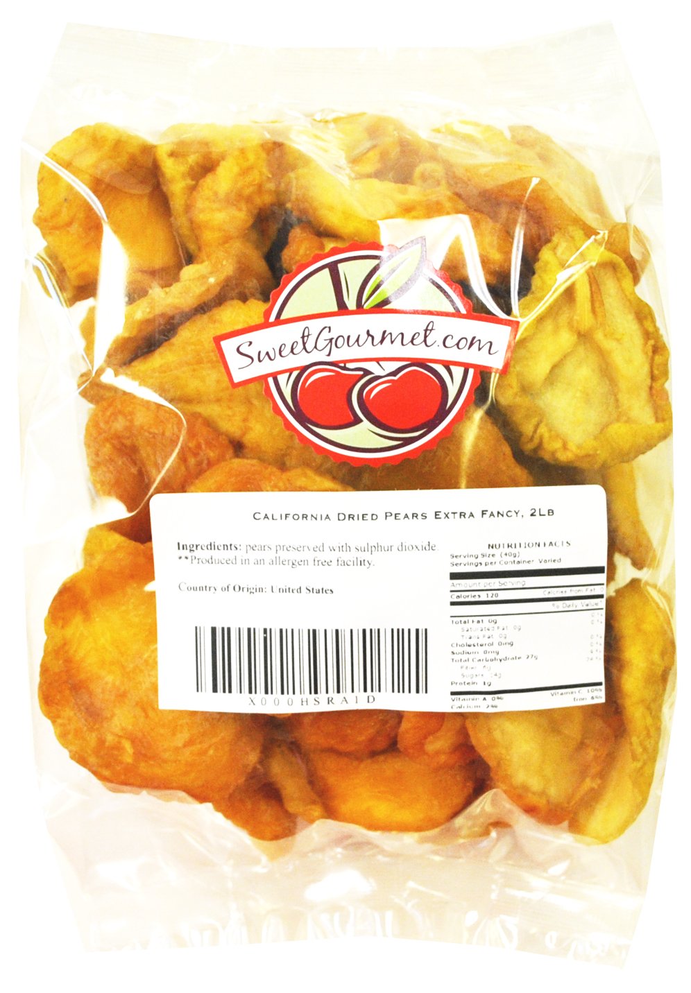 Fancy Dried Fruits- Sun Dried California Pears, 2 lb
