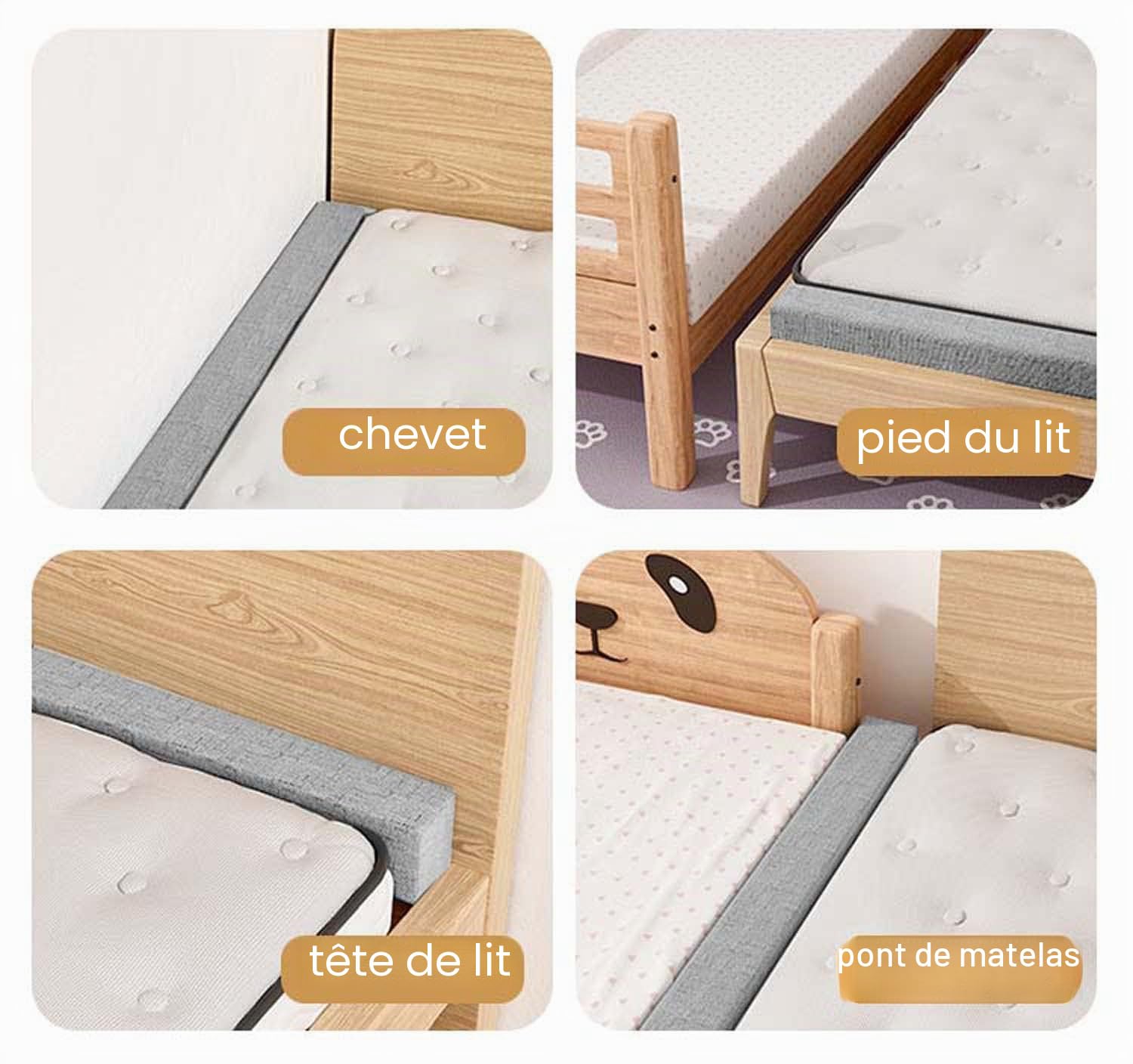 Remplissage d'espace de lit Long de Taille personnalisée, fermez l'espace Entre la tête de lit ou Le Pied de lit pour lit Simple/Double/King Size, Support de Matelas rectangulaire