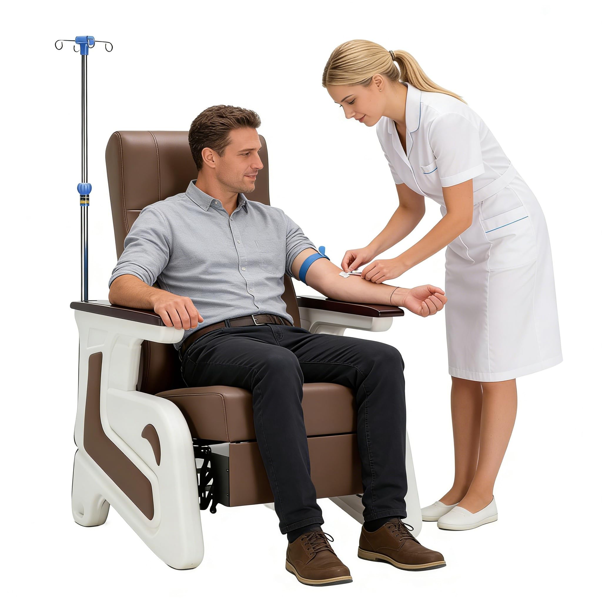 Elektryczne krzesło do flebotomii z podłokietnikiem i drążkiem dożylnym, ergonomiczne krzesło do badań medycznych do szpitala, kliniki, holu, domu opieki, oddawanie krwi