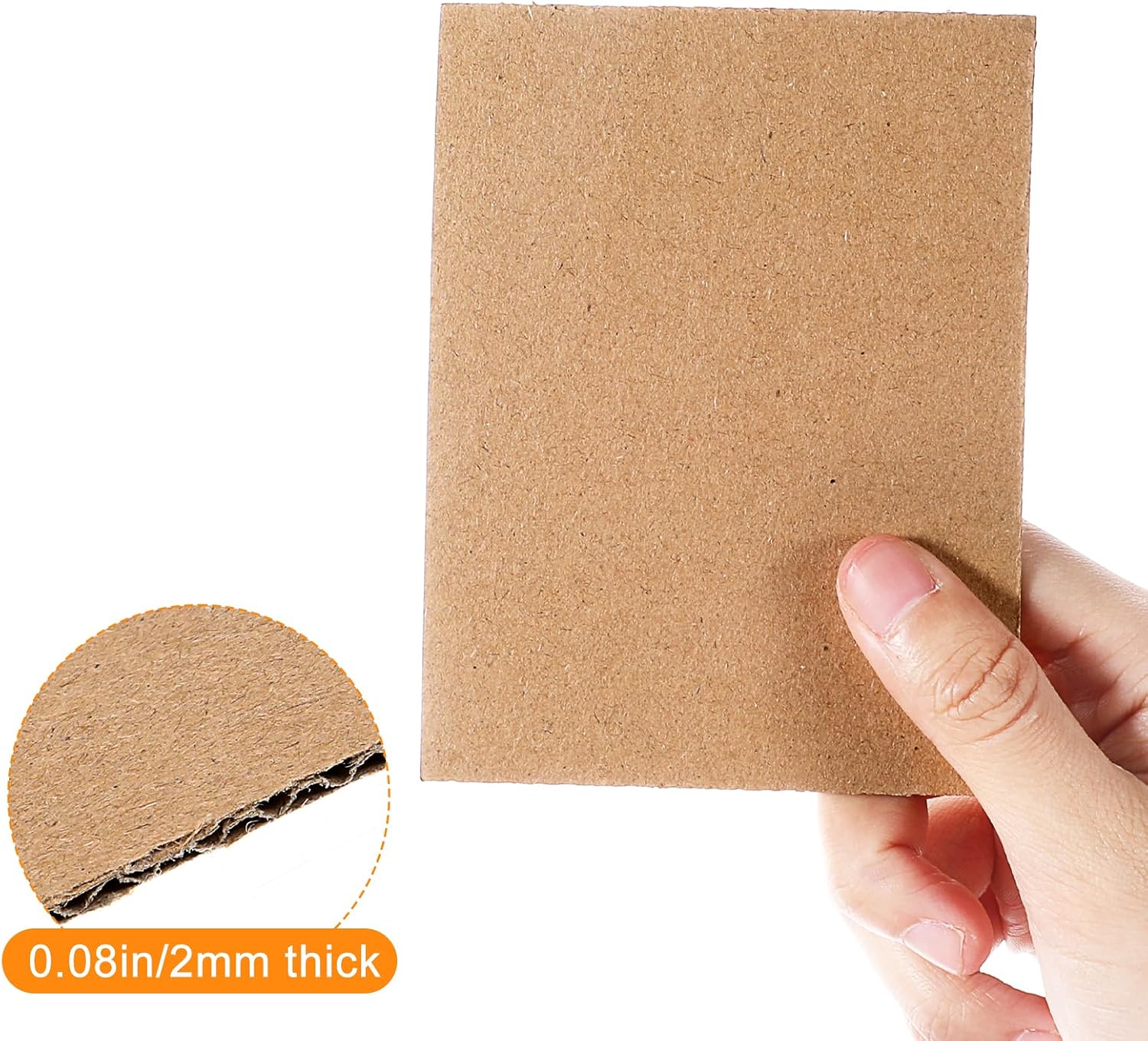 200 Pcs Premium Kraft Brown Corrugated Pads, 3.5x4.7 Inch 2mm Thick, Bulk Flat Cardboard Sheets Corrugated Cardboard Sheets for T-Shirts, Shipping, Mailing, Cardboard Crafts