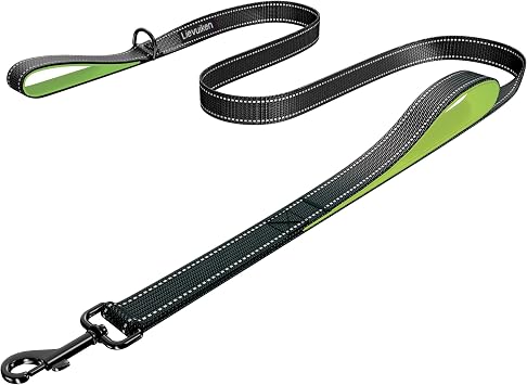 Dog Leash 6ft Long,Double Handle Dog Leash for Control Training | Heavy Duty Dog Leads with Traffic Padded Handles, Reflective Leashes for Small Medium Large Dogs6ft, Black Green