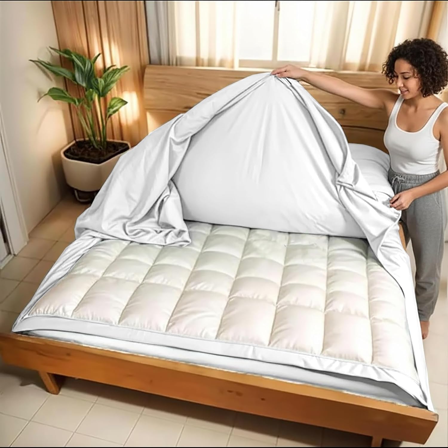 3 Side Zipper Duvet Cover Set King Size - Unique Design Microfiber Duvet Cover Set with 3 Sided Zipper Closure, 3 PCS King Size Duvet Cover (90"x104") & 2 Pillow Cases(20"x36"), White