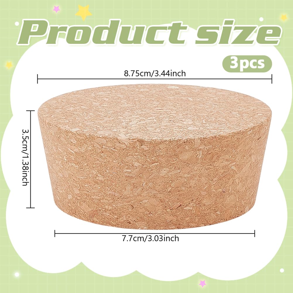 OLYCRAFT 3pz Tappi di Sughero Grandi 7.7-8.8cm Tappi di Sughero per Bottiglie 3.5cm di Spessore Tappo di Sugheri Coperchi di Barattoli di Conserve per Cucina Bottiglie Vetro Barattoli di Vetro
