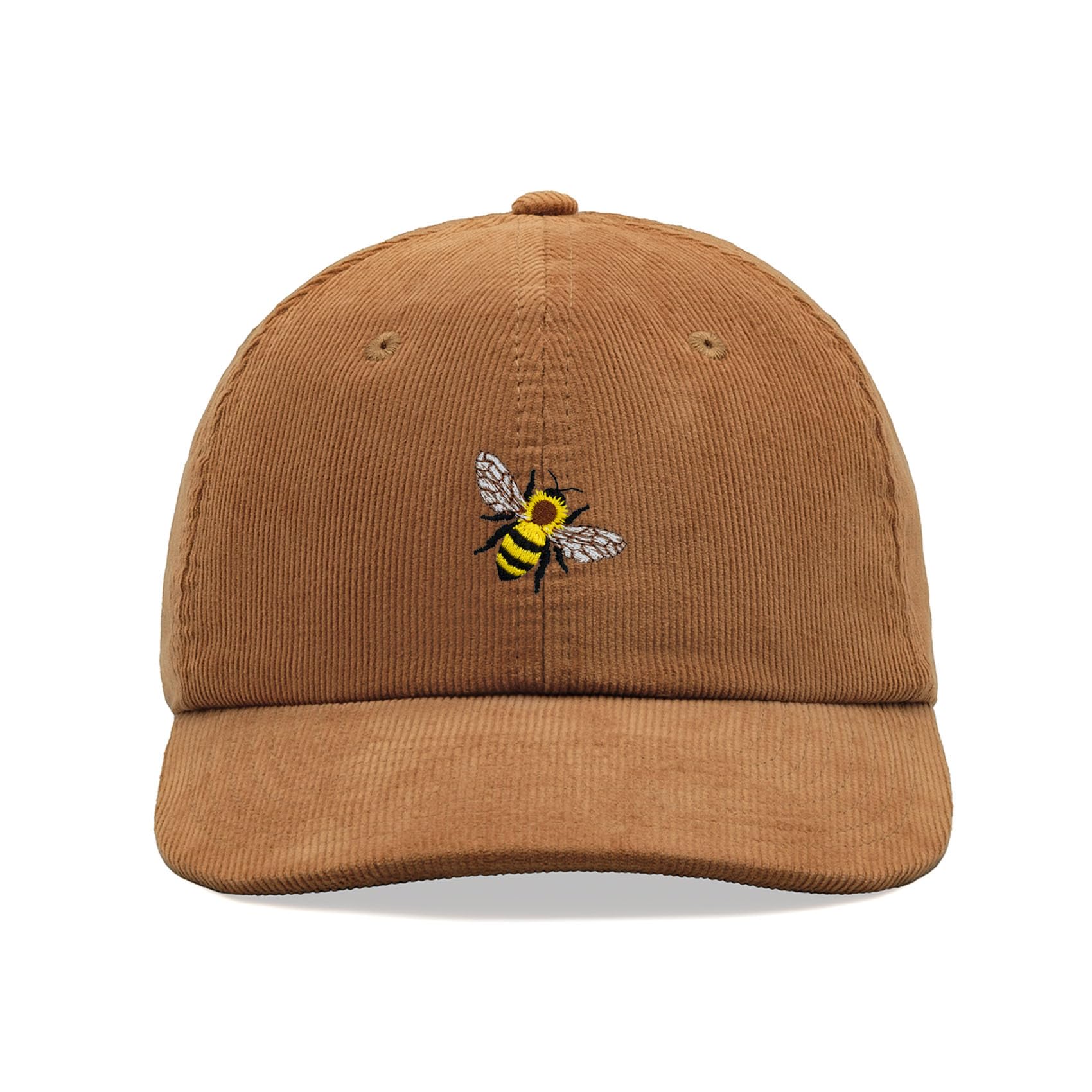 Honey Bee Corduroy Baseball Cap Vintage Unisex Dad Hat Adjustable Camel