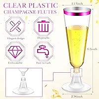 Vista 2 de Gerrii 300 copas de champán de plástico a granel, copas de champán desechables transparentes de 4.5 onzas, vasos de tostado con borde para boda