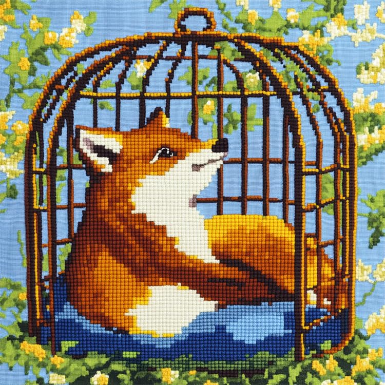 Coussin point noué renard texture 3D pour canapé 43x43