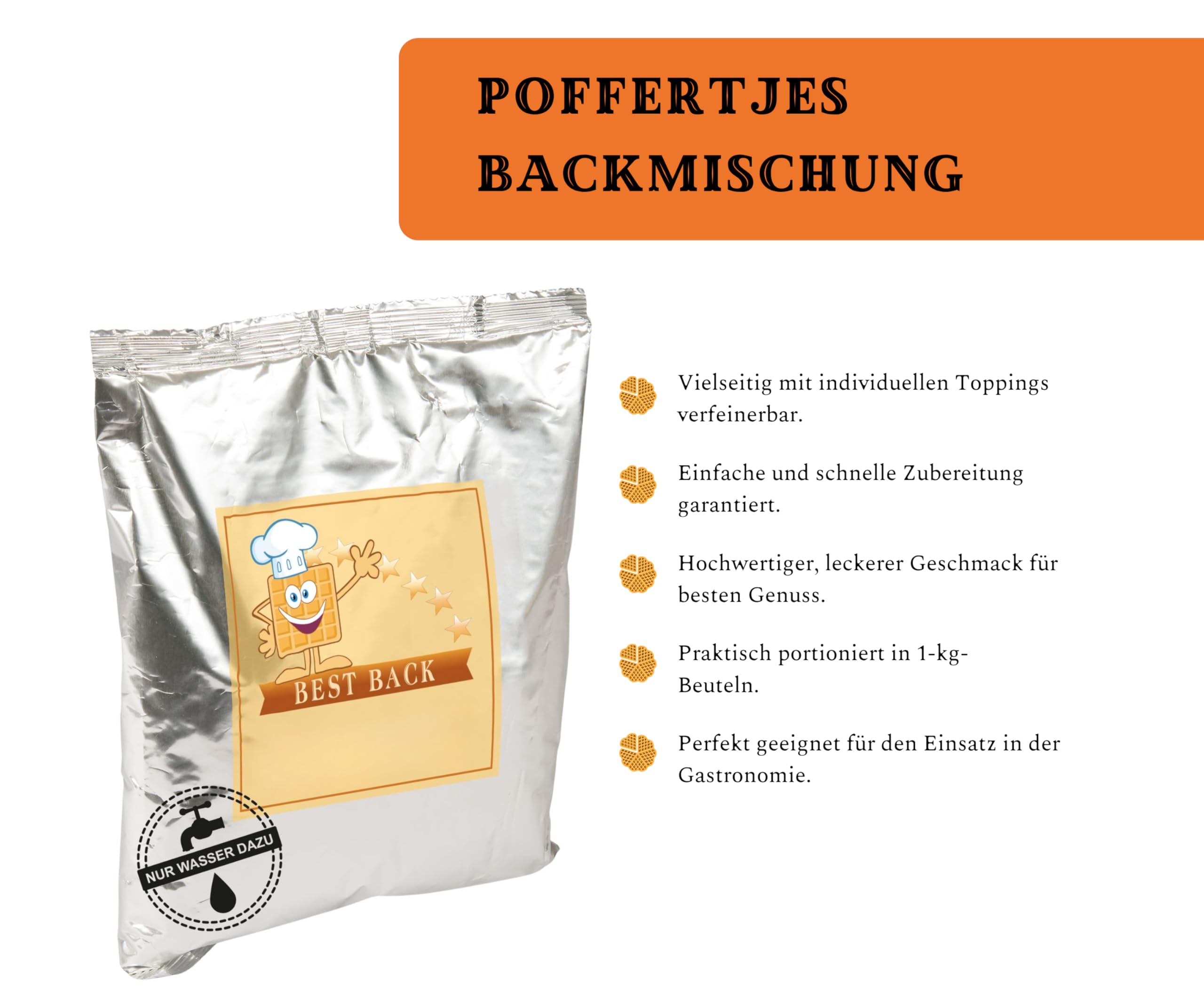BEST BACK Poffertjes-Mix Backmischung 5 kg, 5er Pack (1 kg)
