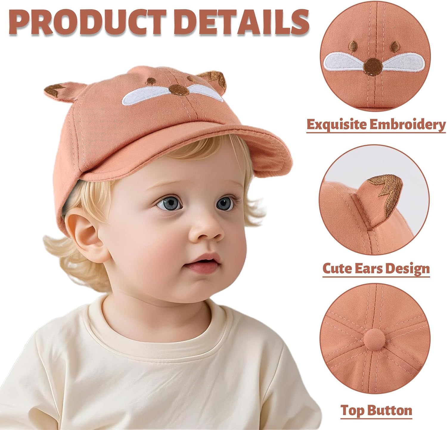 OMUKY Cotton Baby Toddler Hat Sun Protection Toddler Baseball Hat Infant Boys Girls Beach Cap Cute Baby Baseball Cap 3M-18M - Image 4