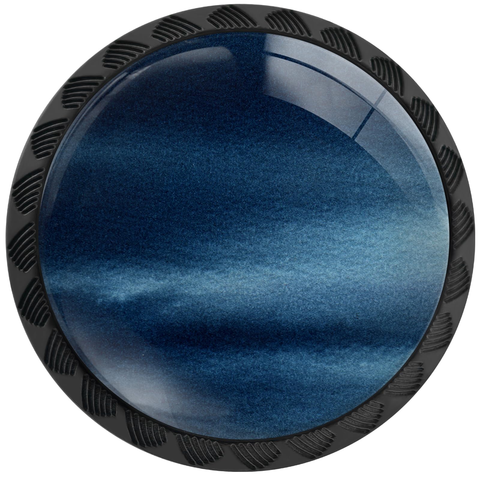 4 Pack Navy Blue Cabinet Knobs Round Drawer Pulls Black Dresser Knob Cupboard Door Handles Hardware for Kitchen Bathroom Cabinets