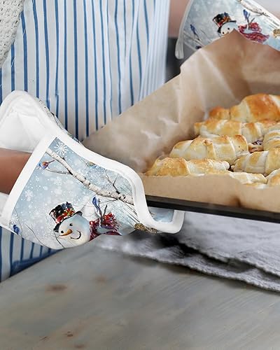 Miniatura 6 de Christmas Snowman 5Pcs Pot Holders for Kitchen,Non Slip & Heat Insulation Terry Cloth Potholder Set with Pocket,Thick Hot Pad Oven Mitts Trivet