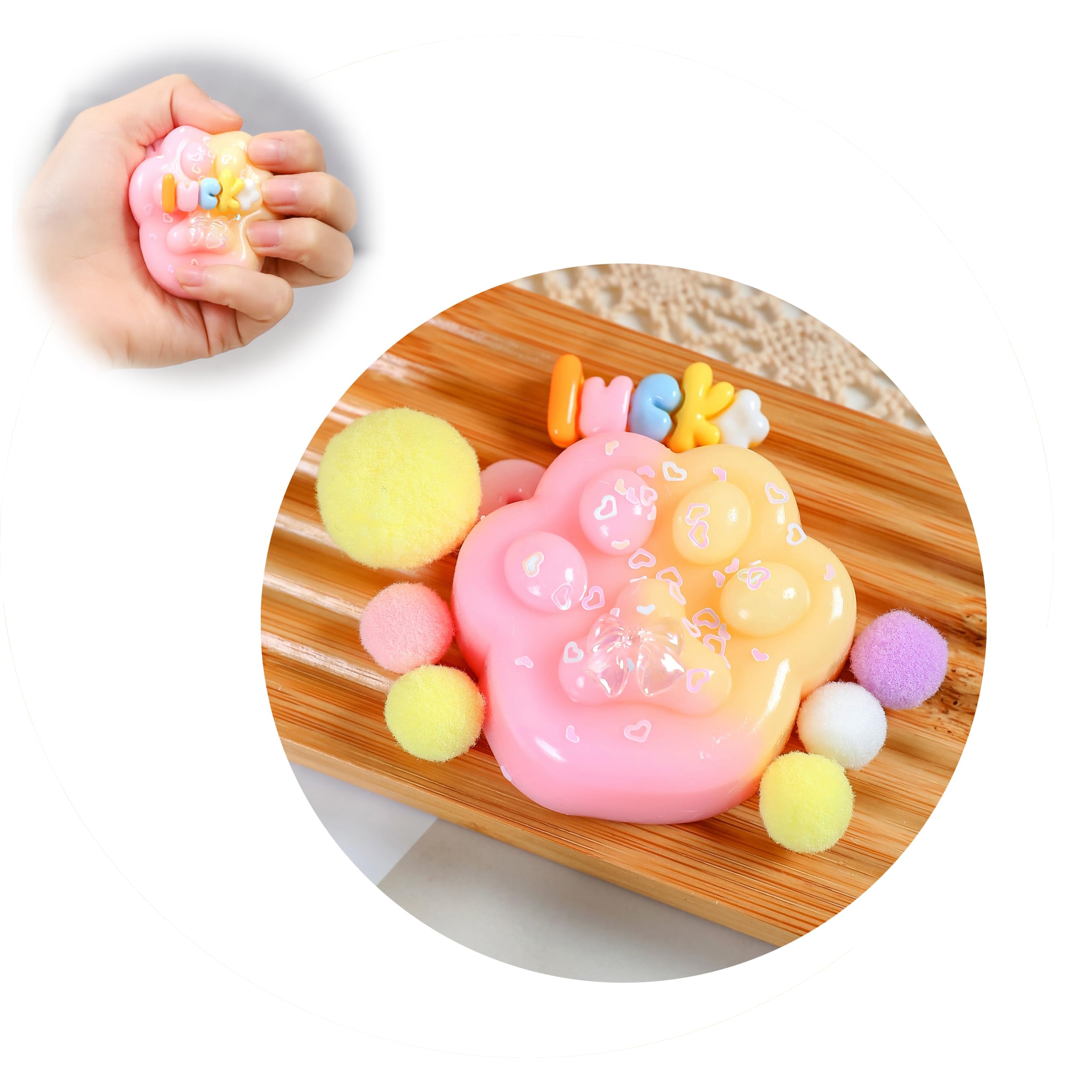 Taba Squishy Cat Paw Squeeze Toys,Sensory Fidget Toy for Your Best Mellow and Chill,Birthday Gift, Squishy Toys for Adults (Yellow Pink Gradient)