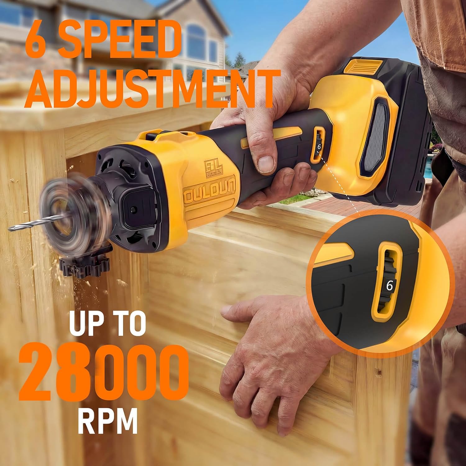 Cordless Drywall Cut-Out Tool, Brushless Rotary Saw Compatible With Dewalt 20V Battery, 28000 RPM 6-Speed Adjustable Depth, Compact Spiral Tool for Drywall Sheetrock Wood Cutting (Tool Only)