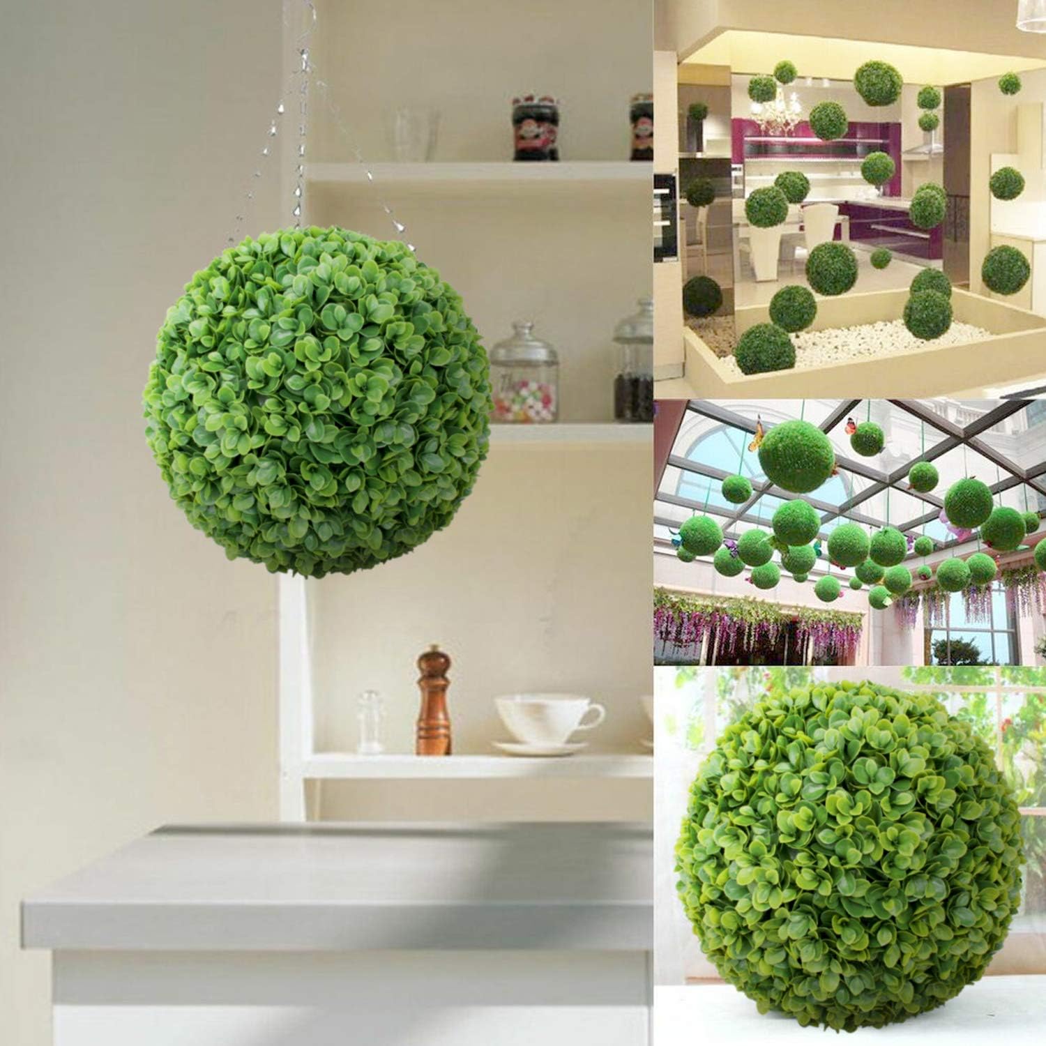 15" Artificial Boxwood Topiary Ball Topiary Tree Plants Lifelike Substitute Artifical Plant Balls for Wedding Decore -Indoor/Outdoor Decoration, Lechguguilla, 2 Pieces