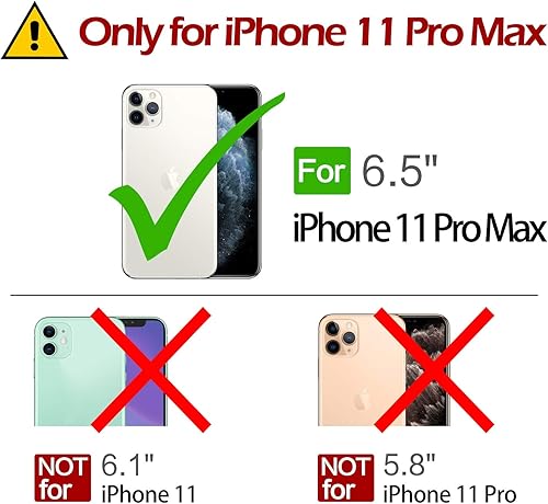 Miniatura 2 de TUCCH Funda tipo cartera para iPhone 11 Pro Max, ranura magnética para tarjetas con bloqueo de radiofrecuencia automática y bloqueo RFID, funda de